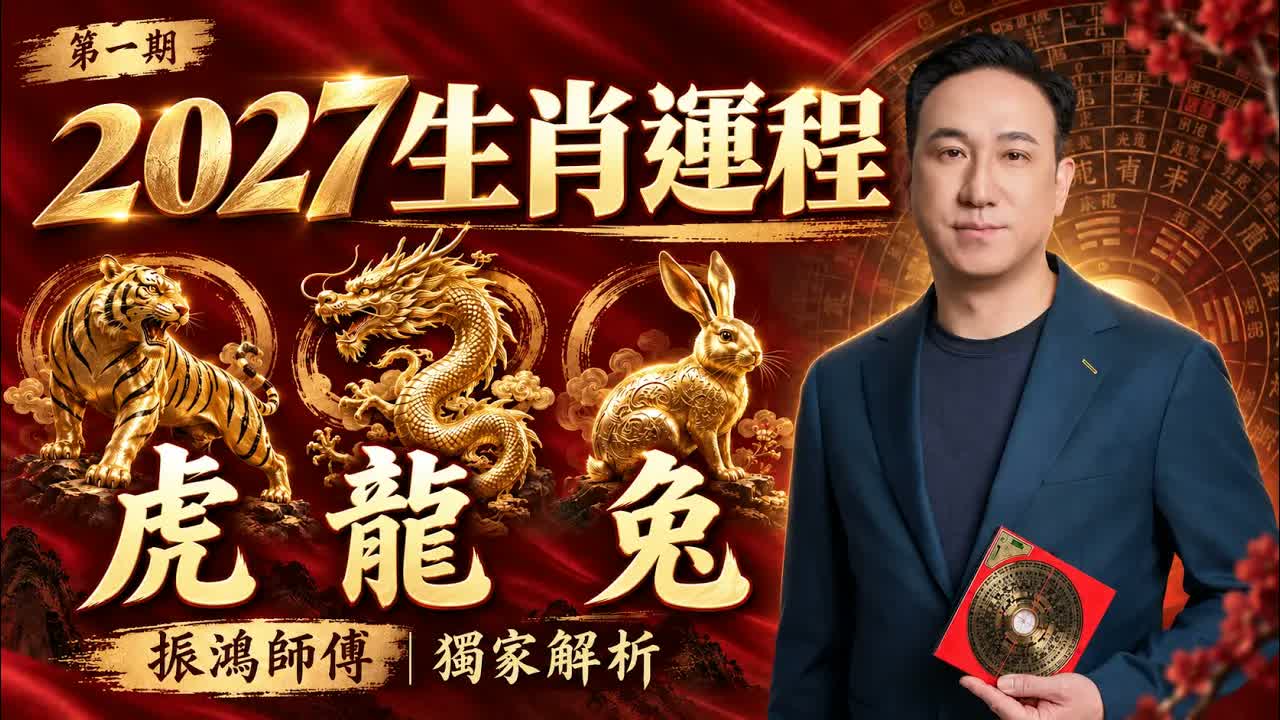 2027羊年十二生肖運程：【虎、龍、兔】財運⧸事業⧸感情全面預測！振鴻師傅獨家催吉避凶風水佈局與開運錦囊搶先看！視頻封面